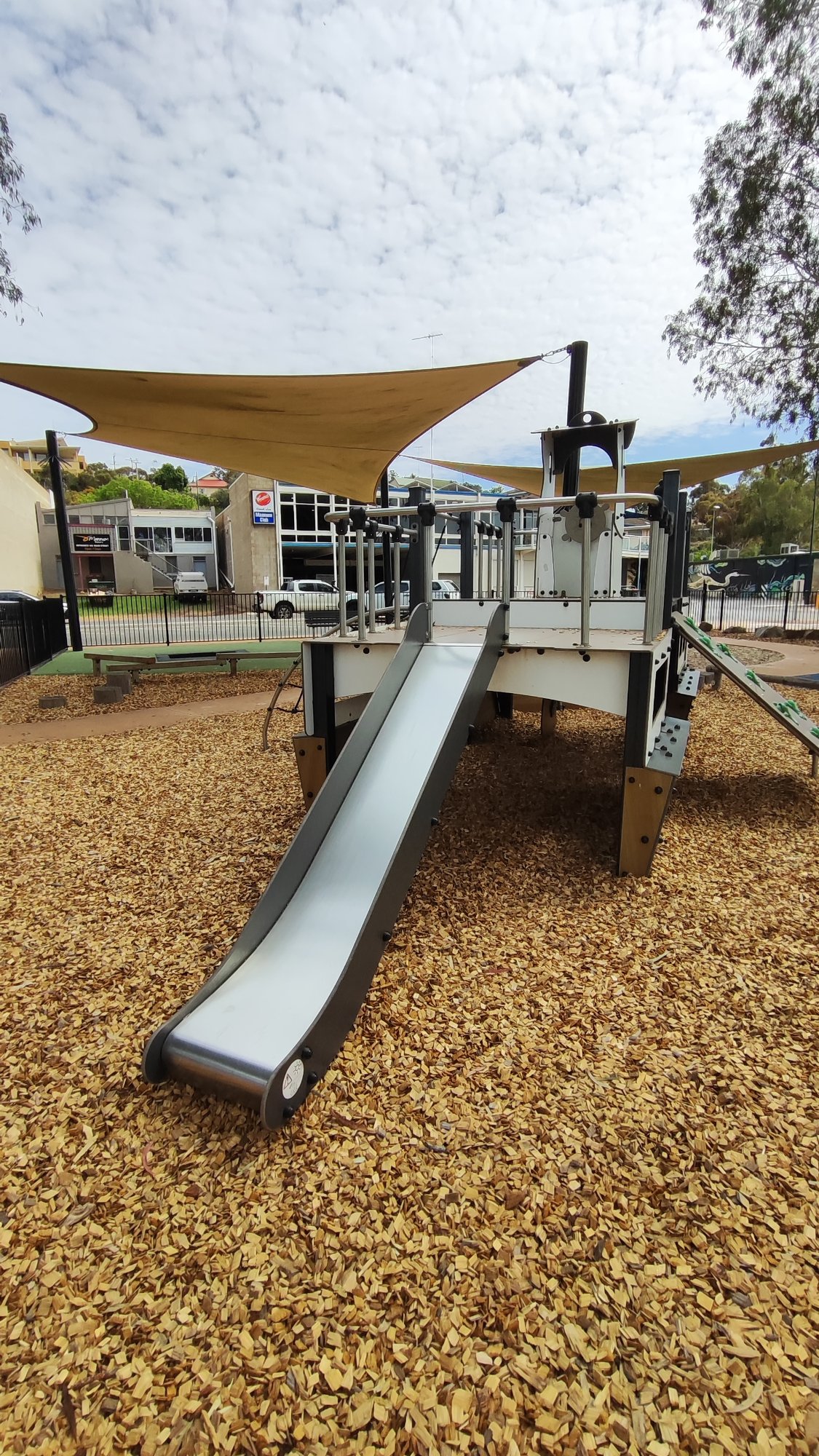 Playground with Slide and Shade Sails